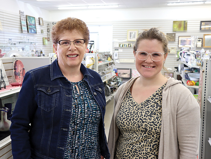 Samantha Campbell and Lori Shepherd of the  Moosomin Thrift Store and Food Share.<br />
